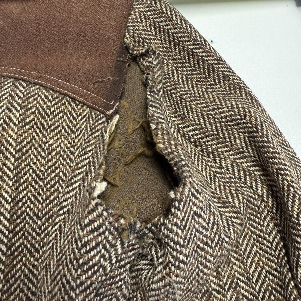 VTG 70s Pioneer Jacket Western Boho Cowboy Herringbone Wool Lined L 20x27.5 - Picture 6 of 14